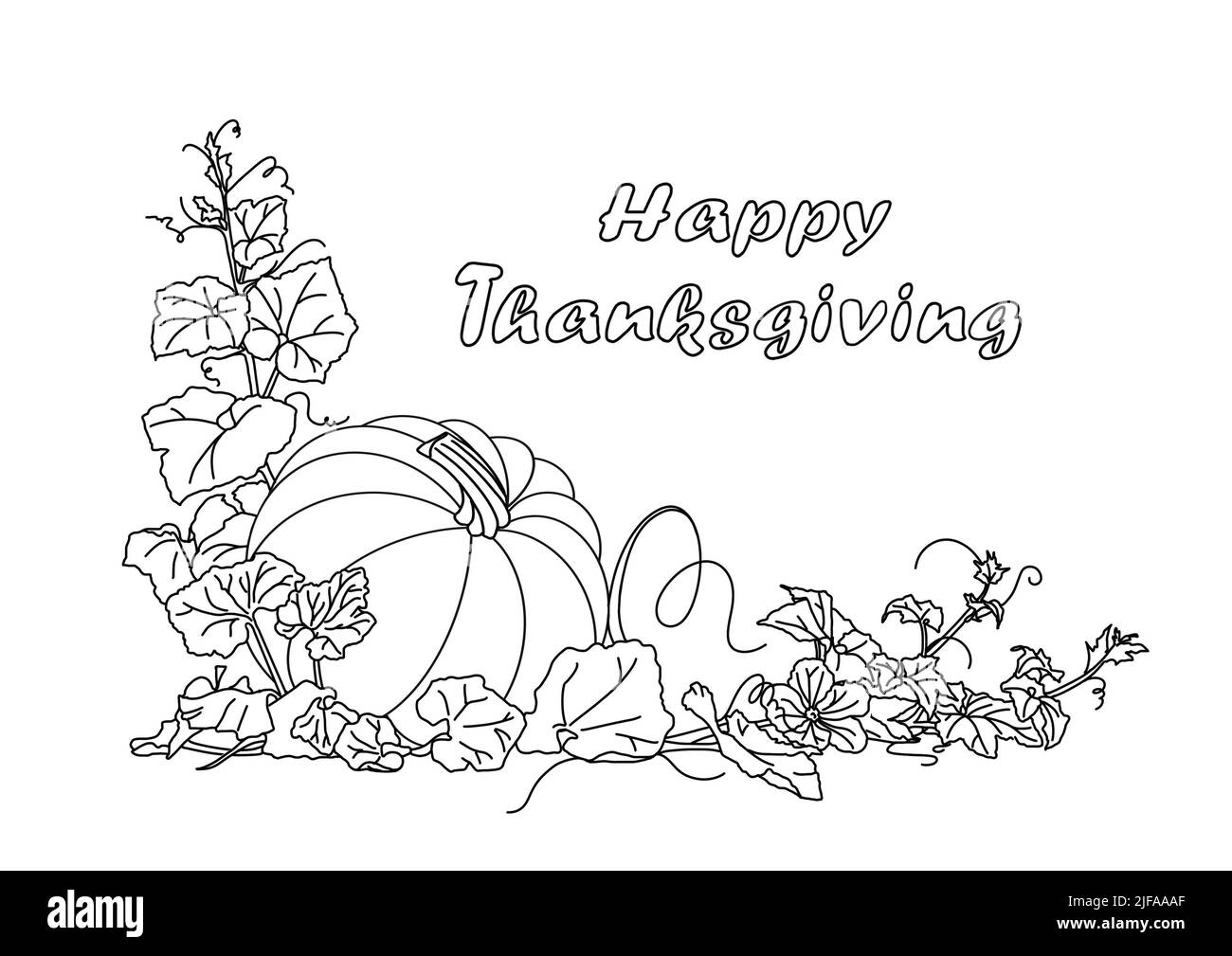 Un motif avec texte et image pour Thanksgiving. Dessin de motif pour l'arrière-plan, la carte postale ou pour l'affiche. Livre de coloriage. Banque D'Images