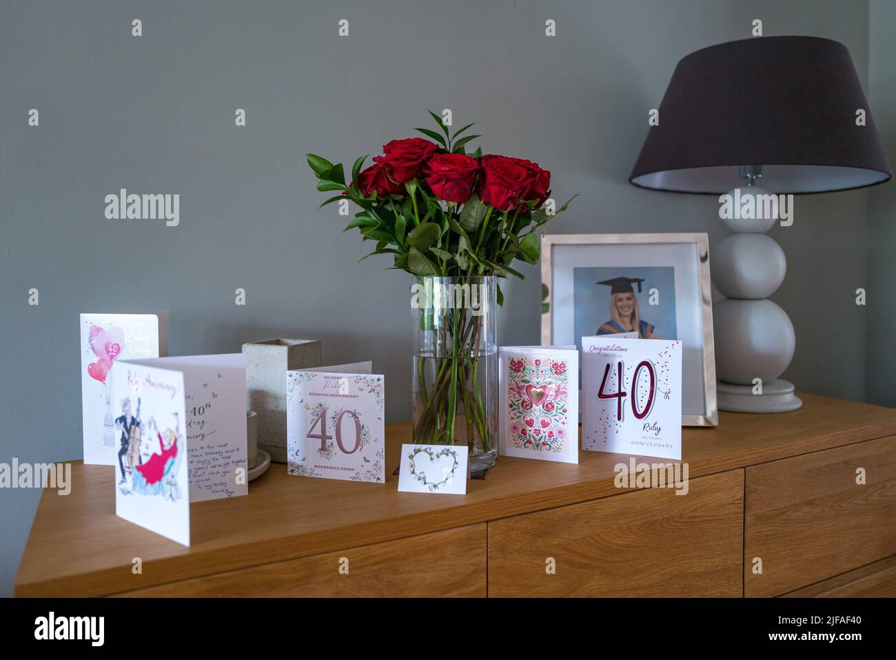 40th roses rouges anniversaire de mariage Banque D'Images