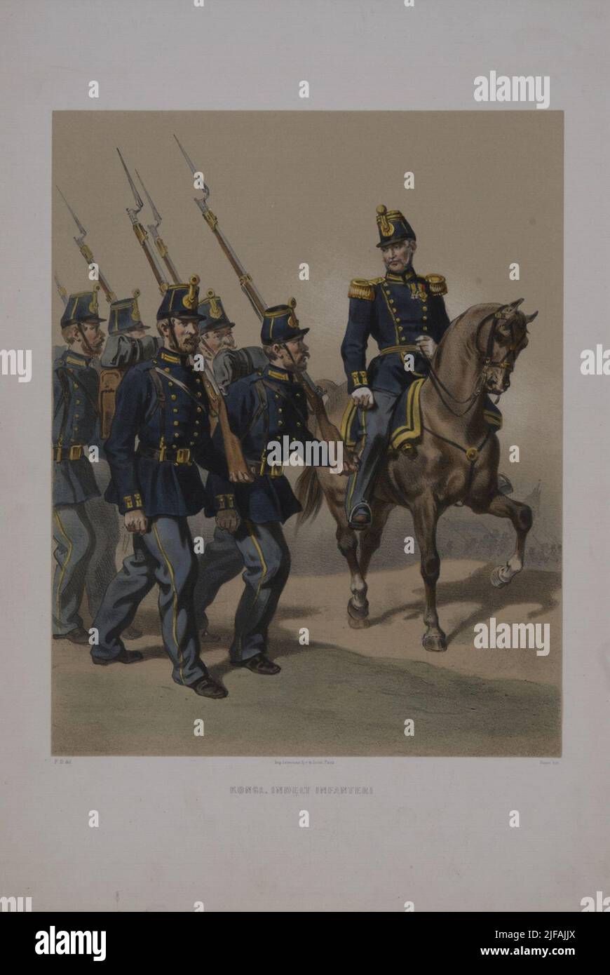 Plach avec uniforme pour infanterie divisée. Impression postale en couleur par l'original de Fritz von Dardel. Inclus dans la collection d'affiches les uniformes de l'armée suédoise et norvégienne, 1861-1863. Appartient aux archives de l'Armemuseum Banque D'Images