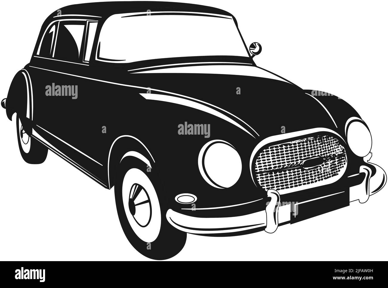 Voiture vintage 50s isolée sur l'illustration Vector blanche Illustration de Vecteur