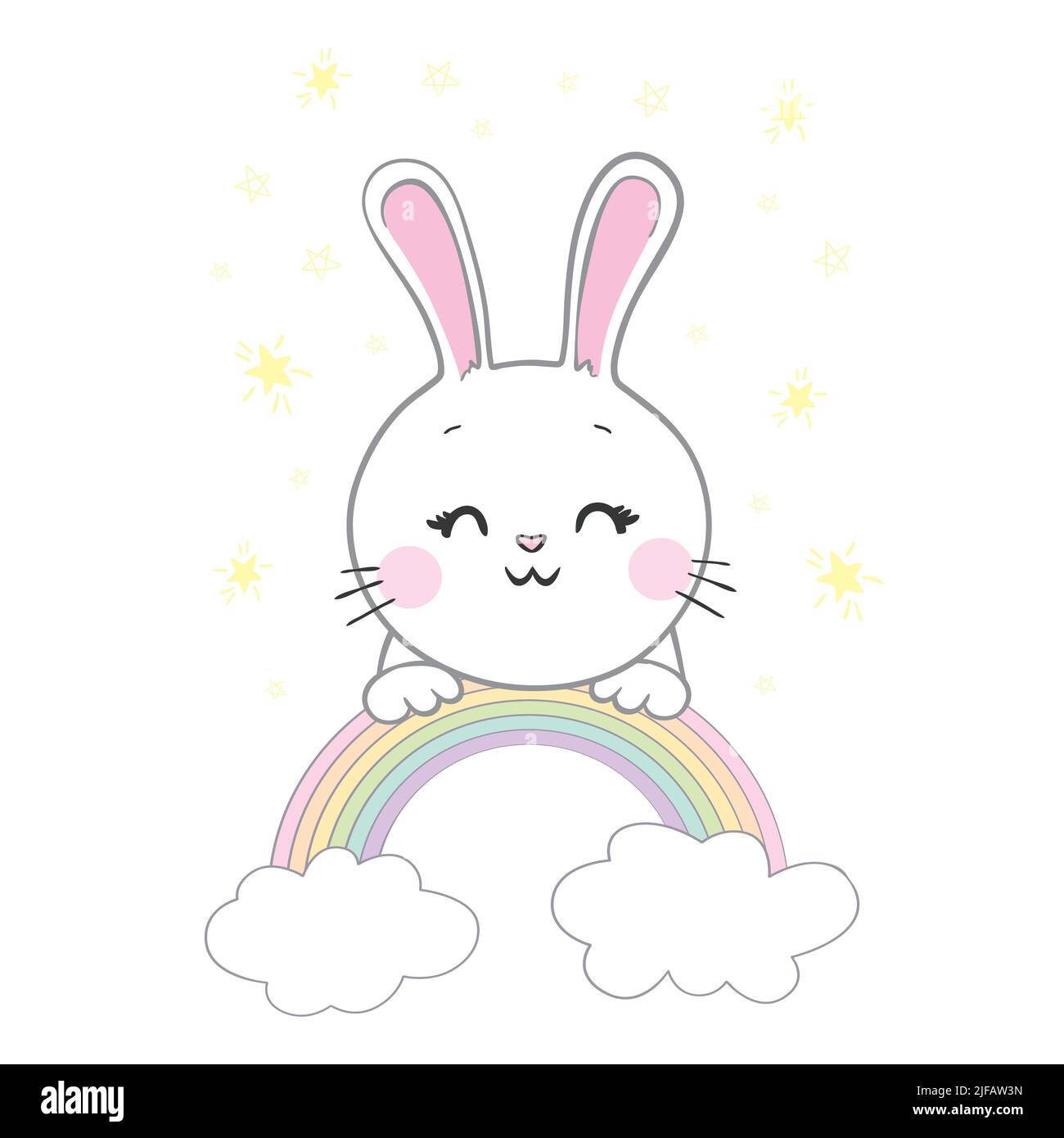 Motif sans couture de joli motif lapin avec arc-en-ciel. Image pour fond d' écran, bannière, autocollant, écran. Motif enfant. Kawaii. Illustration  vectorielle Image Vectorielle Stock - Alamy