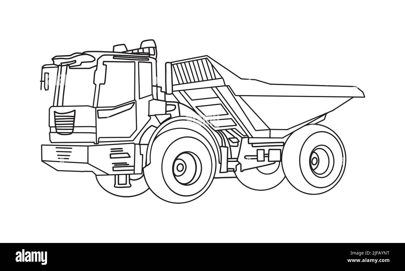 Illustration d'un dessin au trait du véhicule de construction Illustration de Vecteur