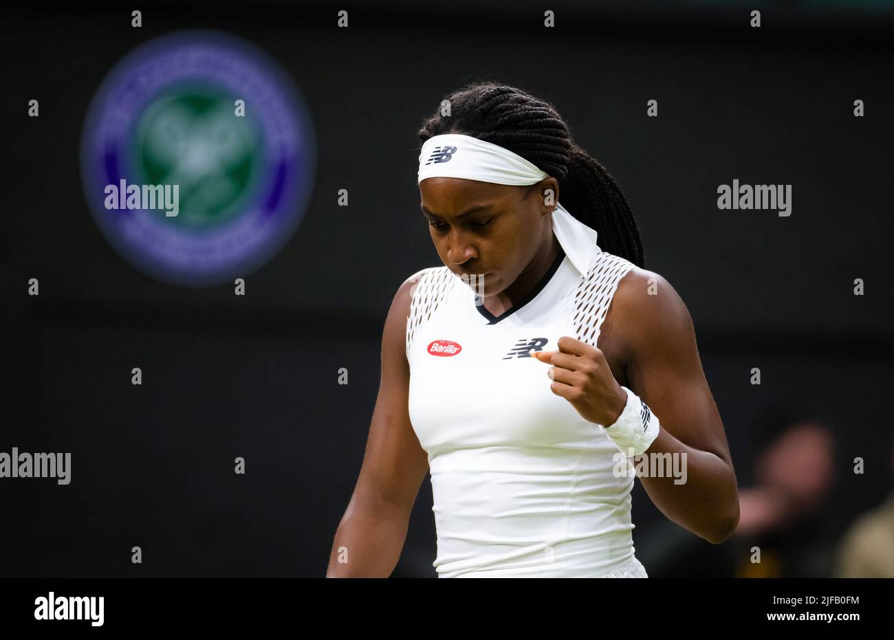 Coco Gauff des Etats-Unis en action contre Mihaela Buzarnescu de Roumanie lors de la deuxième manche des Championnats de Wimbledon 2022, Grand tournoi de tennis de Slam sur 30 juin 2022 à toute l'Angleterre Club de tennis de pelouse à Wimbledon près de Londres, Angleterre - photo: Rob Prange/DPPI/LiveMedia Banque D'Images