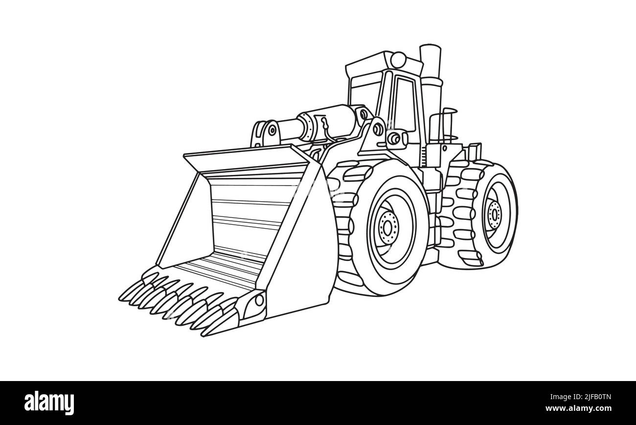 Illustration d'un dessin au trait du véhicule de construction Illustration de Vecteur