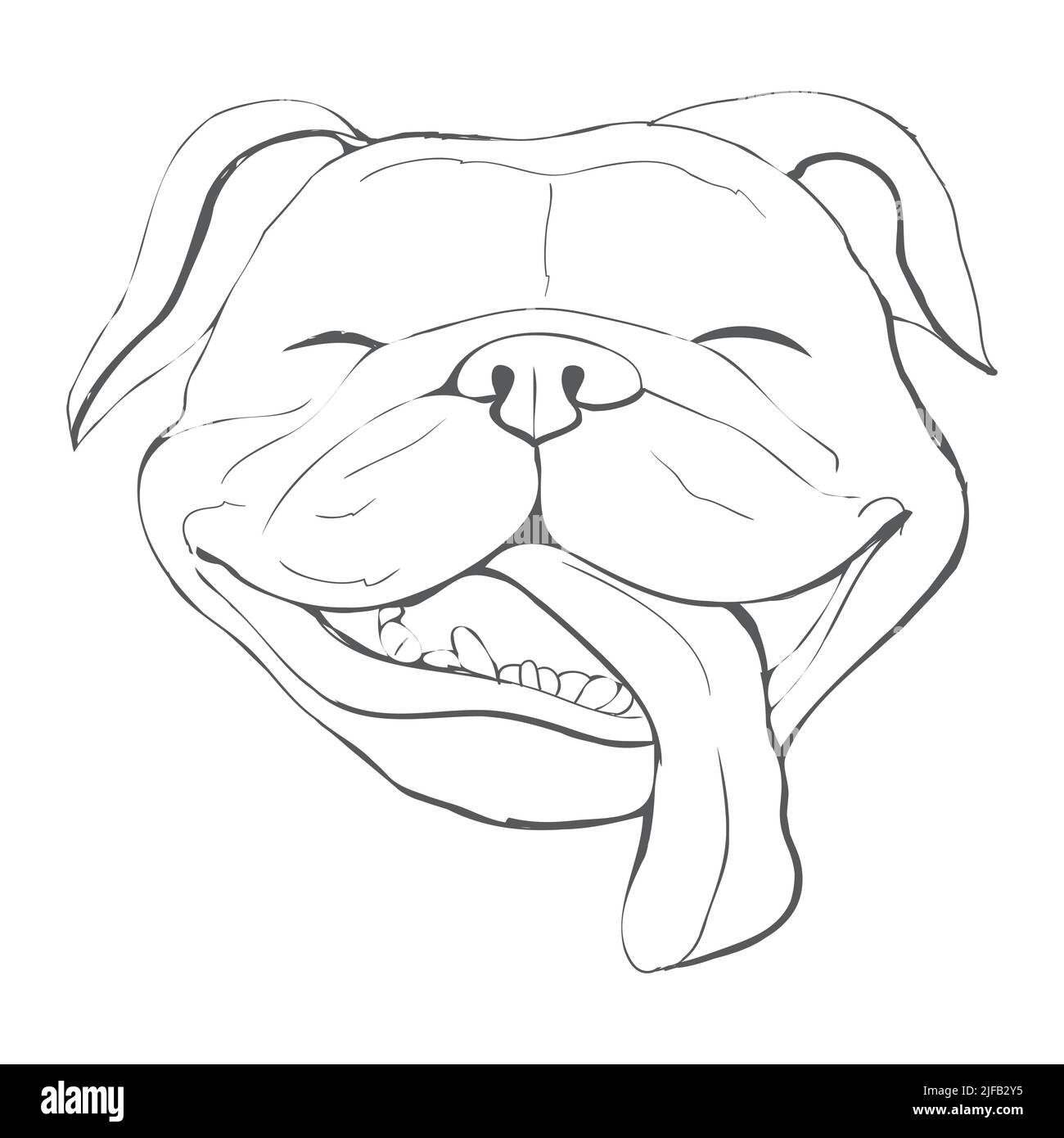 Motif de dessin de la main de chien. Papier peint de dessin animé vectoriel de bouledogue français noir et blanc isolé. Illustration de Vecteur