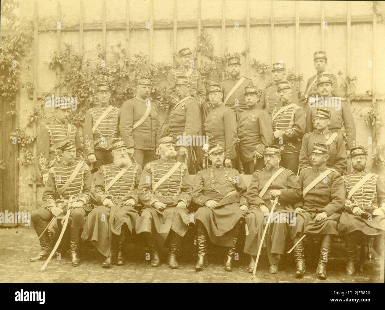 Portrait collectif des officiers du Skåne Husar Regiment K 5. Banque D'Images