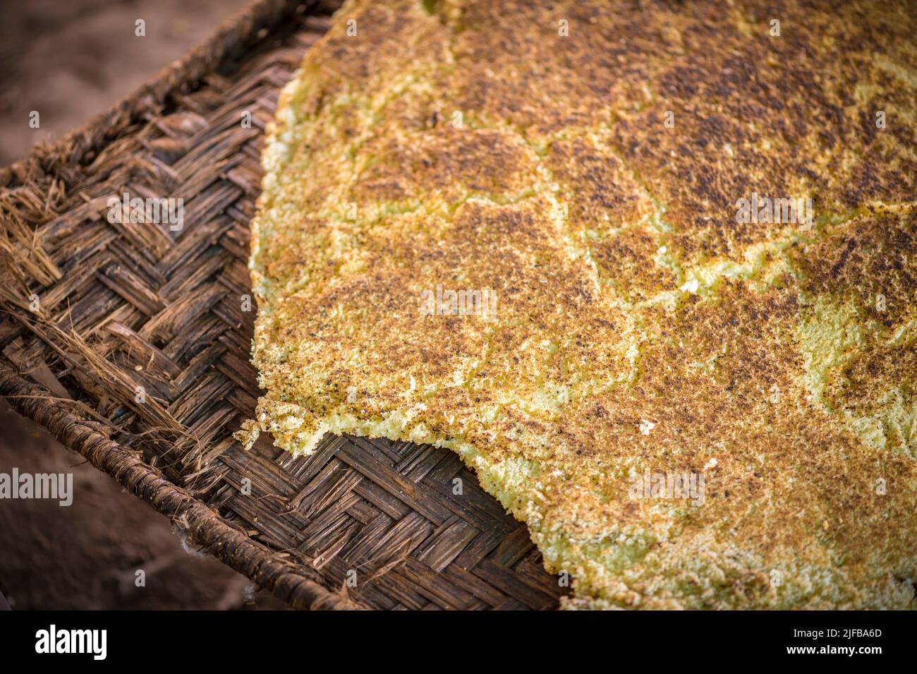 France, Guyane française, Parc amazonien, zone cardiaque, Camopi, crêpe de manioc Banque D'Images