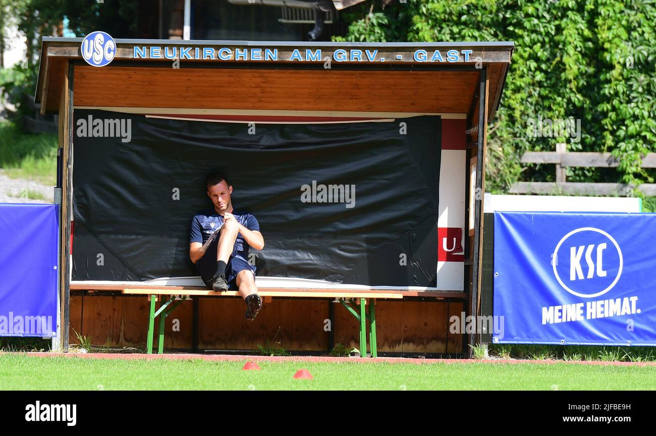 KSC-coach entraîneur Christian Eichner en trainingscamp en Autriche planification de l'équipe Aufstellung Taktik Kreuzer Sportgeschäftsfü Banque D'Images