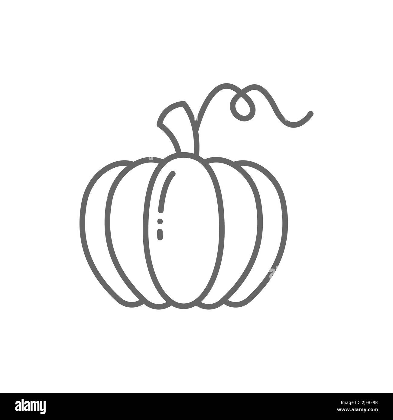 Citrouille avec icône en forme de feuille. Signe de style linéaire pour le concept mobile et la conception de Web. Icône représentant un vecteur de légumes de citrouille. Symbole de récolte, illustrateur de logo Illustration de Vecteur