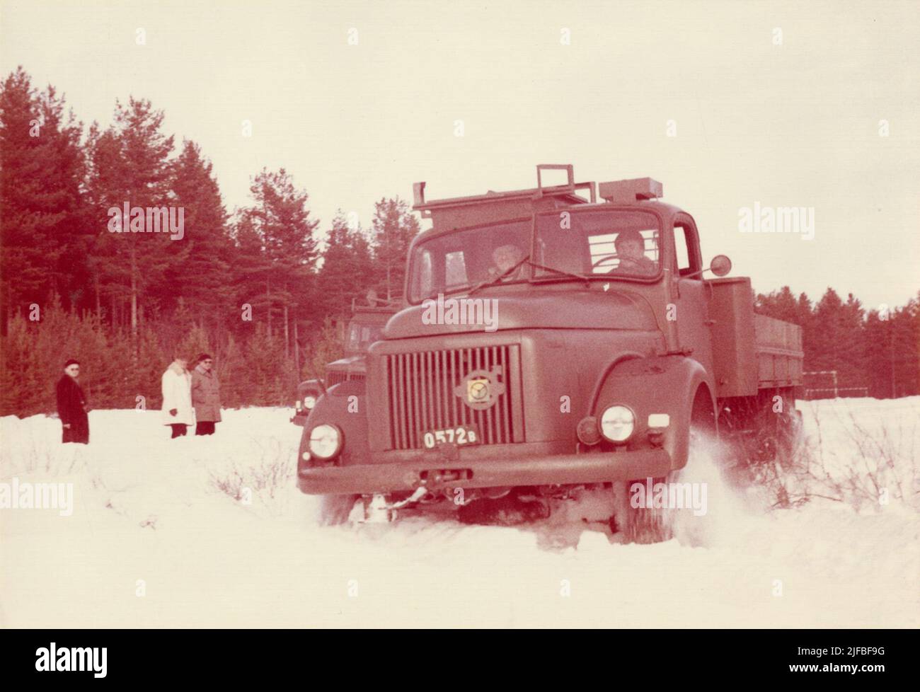 Échantillon avec chargement de la voiture de terrain 939 à l'École de l'Armée de terre. Essai d'hiver à Sveg en mars 1962. Banque D'Images