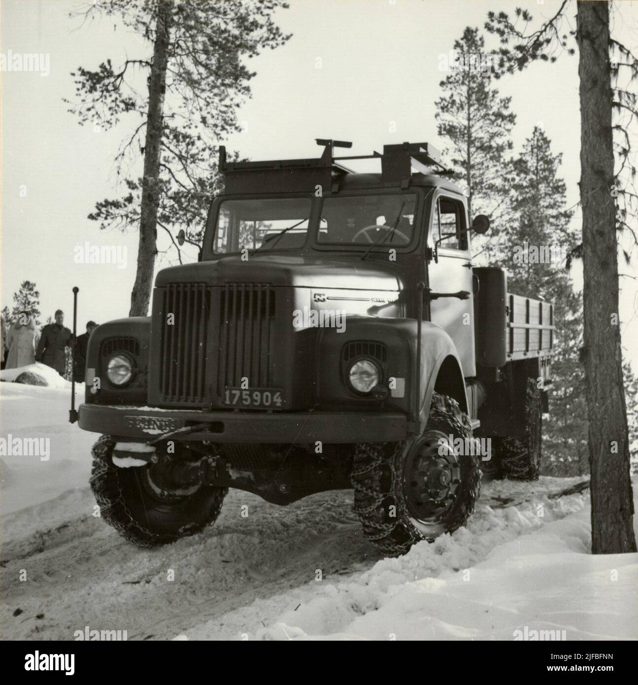 Échantillon avec chargement de la voiture de terrain 939 à l'École de l'Armée de terre. Essai d'hiver à Sveg en mars 1962. Banque D'Images