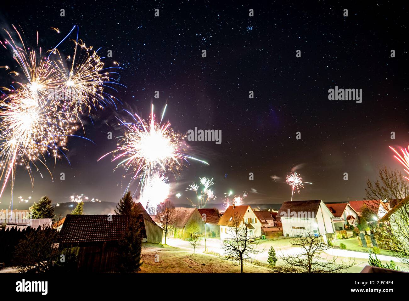 Célébration du nouvel an dans une petite ville en Allemagne Banque D'Images