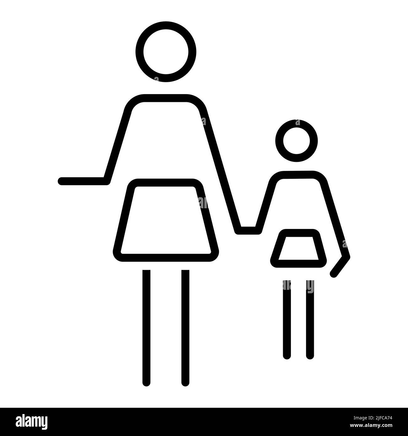 Icône de la ligne mère et fille. Concept de famille monoparentale. Illustration vectorielle plate Illustration de Vecteur