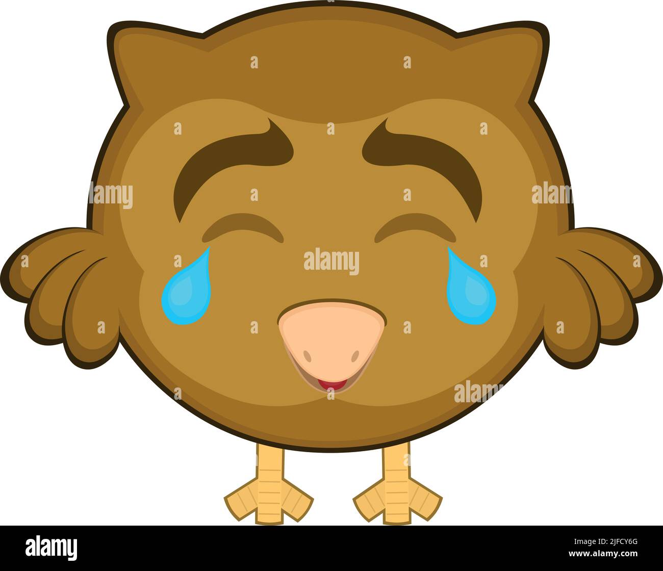 Illustration vectorielle d'un hibou de dessin animé avec une expression triste, pleurant et des larmes tombant de ses yeux Illustration de Vecteur
