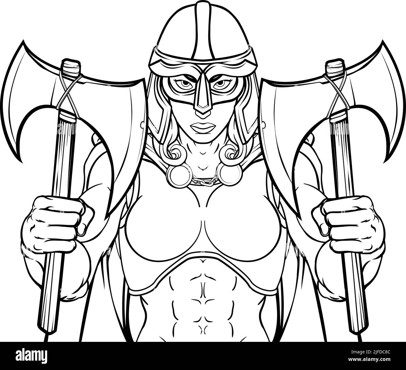 Trojan Spartan guerrier viking celte Femme Chevalier Illustration de Vecteur