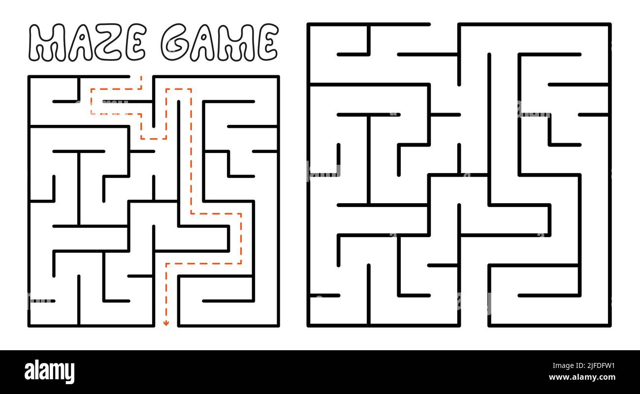 Jeu de labyrinthe pour les enfants. Puzzle labyrinthe avec solution Illustration de Vecteur