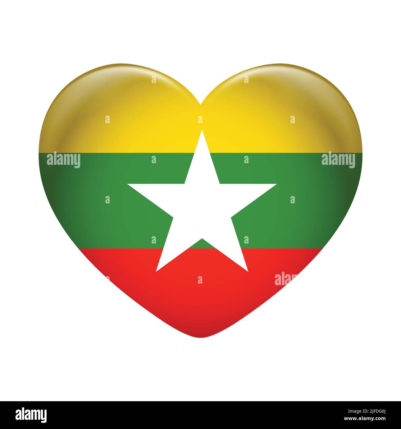 Icône du drapeau du Myanmar isolée sur fond blanc. Drapeau du Myanmar. Icône drapeau brillante. Illustration de Vecteur