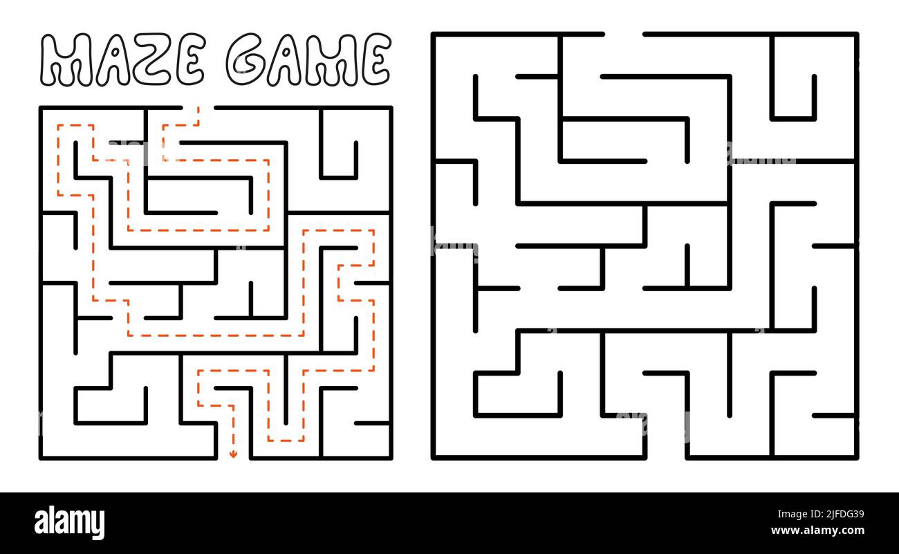 Jeu de labyrinthe pour les enfants. Puzzle labyrinthe avec solution Illustration de Vecteur