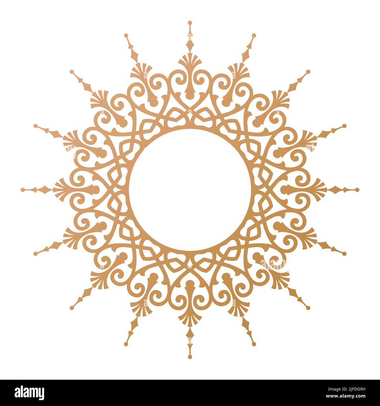 Cadre circulaire décoratif élément élégant pour un style oriental inspiré de l'art persan, arabe, marocain et turc Illustration de Vecteur