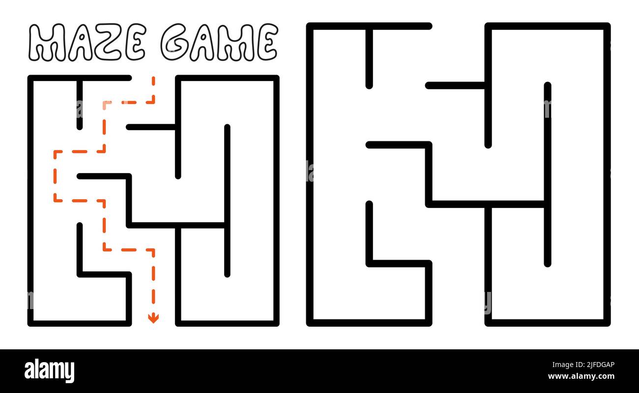 Jeu de labyrinthe pour les enfants. Puzzle labyrinthe avec solution Illustration de Vecteur