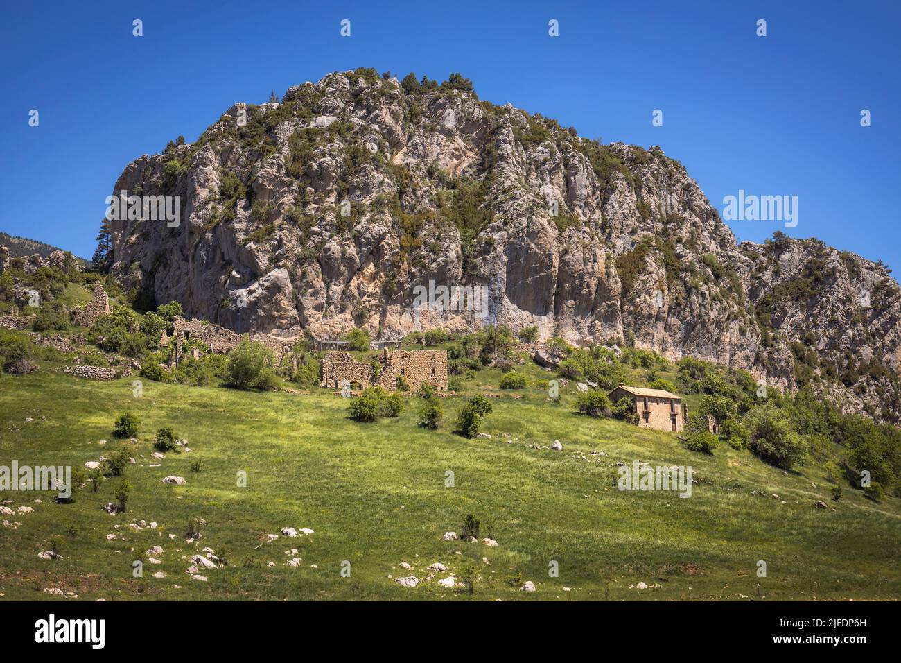Le village abandonné de Peguera au parc naturel de Cadi Moixero, Catalogne Banque D'Images