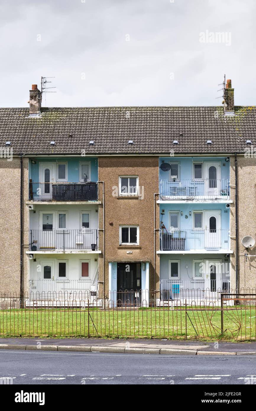 A Port Glasgow, le conseil a dératé la maison dans un bidonville immobilier pauvre avec de nombreuses questions de bien-être social Banque D'Images