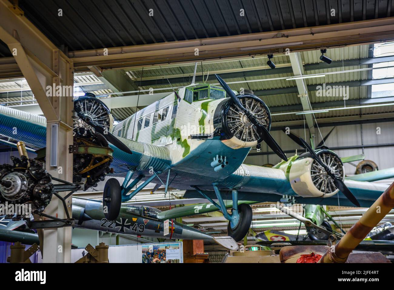 SINSHEIM, ALLEMAGNE - MAI 2022: Transport moyen bombardier Junkers JU 52 3m Tante tante Ju Iron Annie 1930 WW2 3rd reich nazis Germany Luftwaffe Banque D'Images