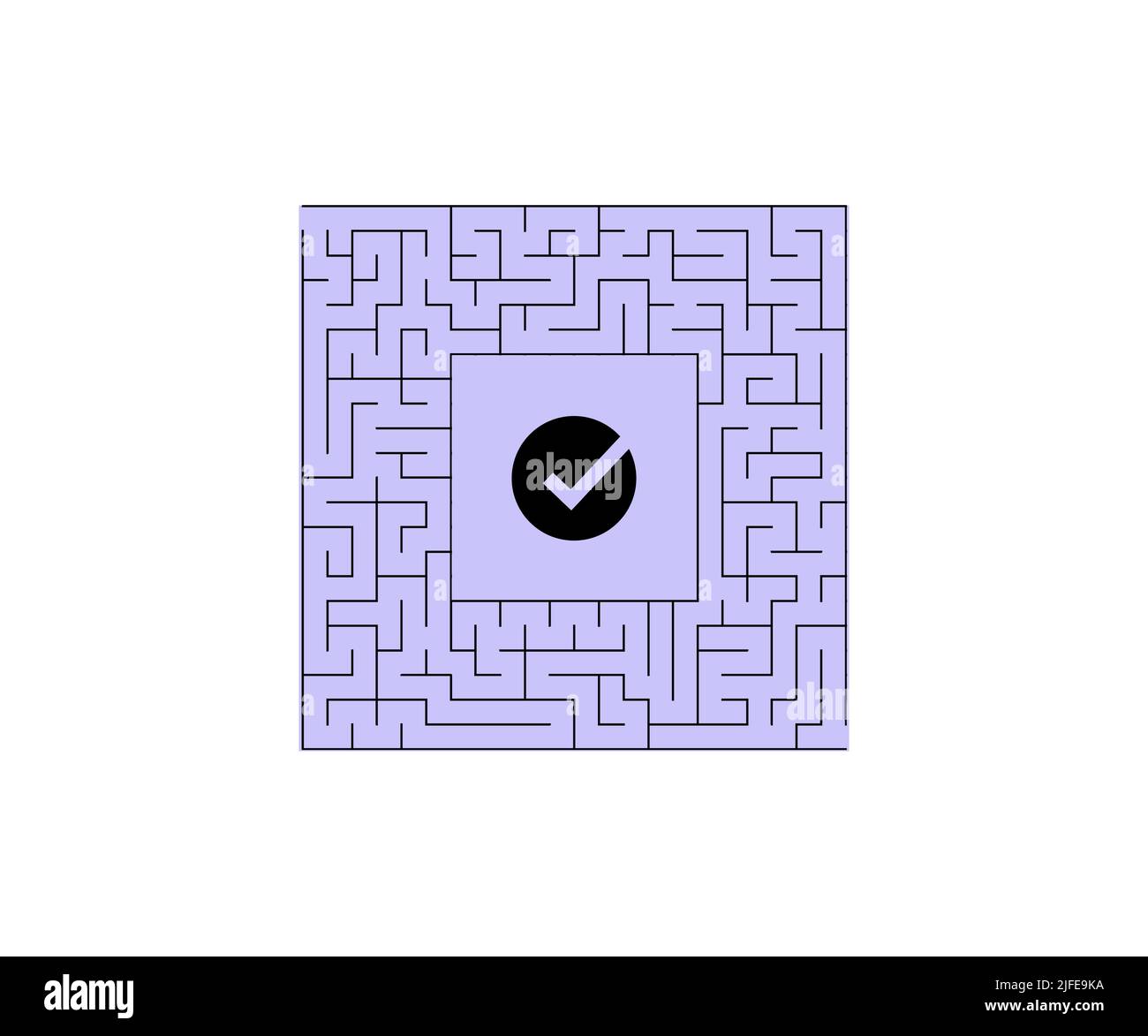 Labyrinthe avec entrée et sortie, logo Maze Challenge. Jeu de labyrinthe de ligne. Conception et illustration de vecteur de complexité moyenne. Illustration de Vecteur