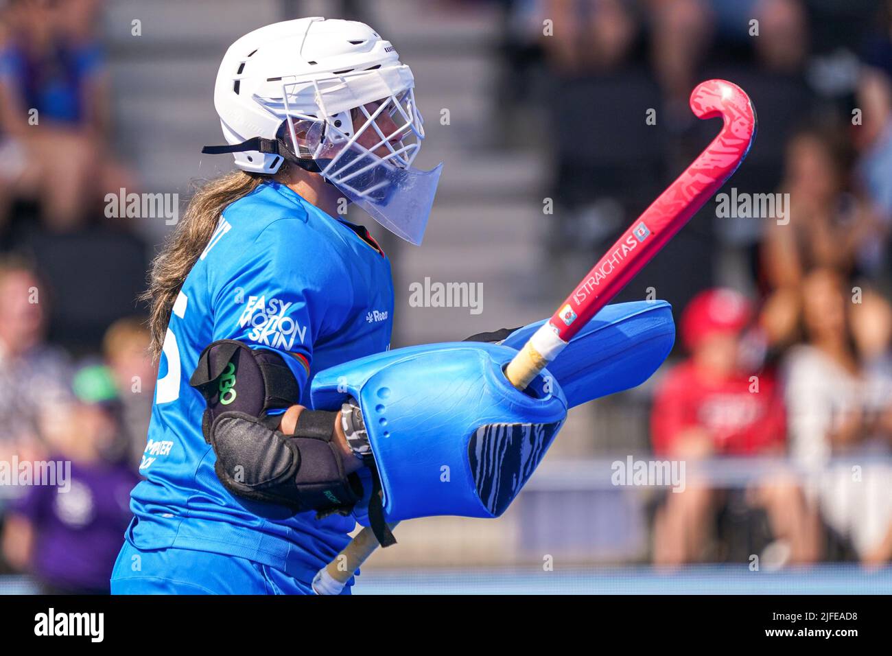 AMSTELVEEN, PAYS-BAS - JUILLET 2 : gardien de but Nathalie Kubalski d'Allemagne pendant le match de la coupe du monde des femmes de hockey FIH 2022 entre l'Allemagne et le Chili au stade de hockey Wagener sur 2 juillet 2022 à Amstelveen, pays-Bas (photo de Jeroen Meuwsen/Orange Pictures) Banque D'Images