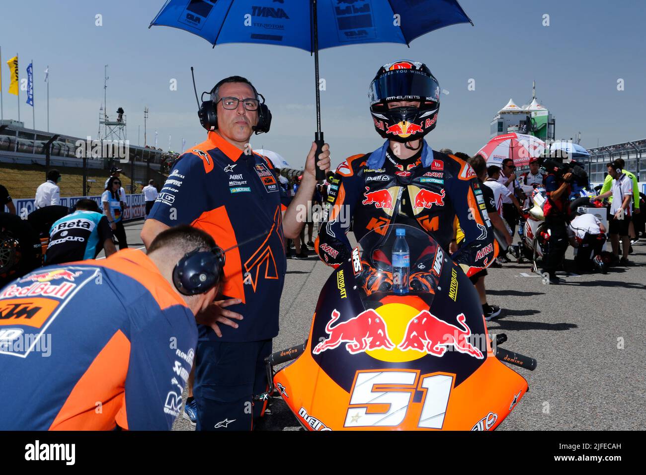 Hohenstein Ernstthal, Allemagne. 19 juin 2022. Moto2 course pendant le Grand Prix de Liqui Moly Motorrad Deutschland au circuit de Sachsenring, Hohenstein-Ernstthal, Allemagne. Photo : Pedro Acosta (SPA) de Red Bull KTM Ajo Banque D'Images