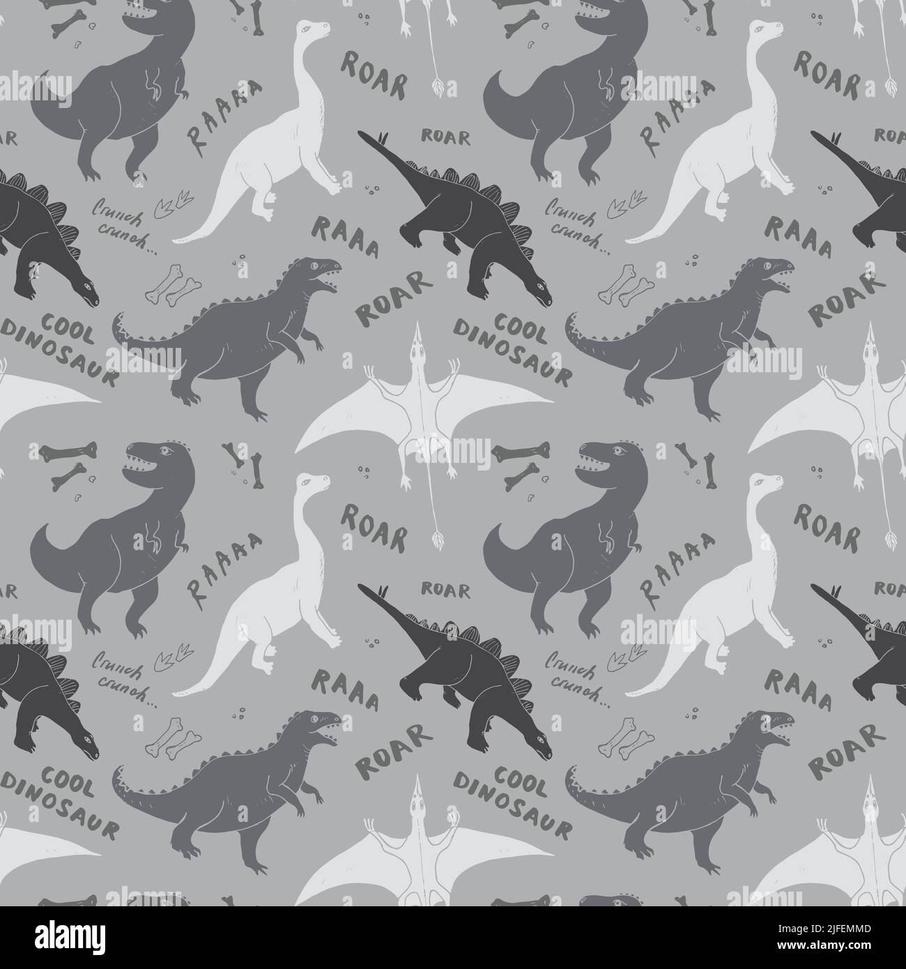 Motif Dino sans couture, joli dessin dessin Dinosaurs dessin vectoriel. Illustration de Vecteur