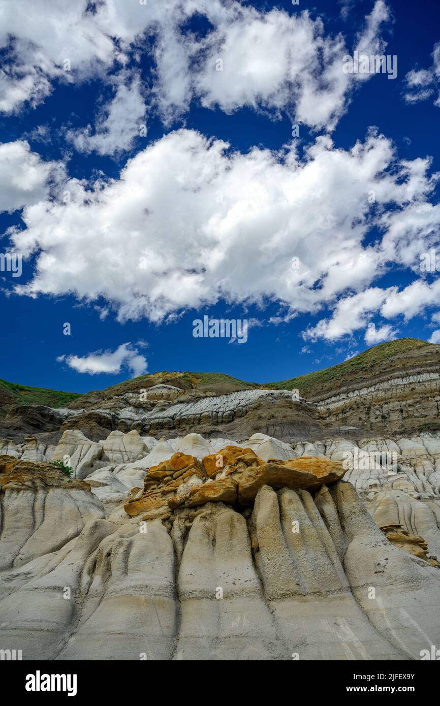 Gribouillages de grès et formations rocheuses dans les Badlands du Canada, Drumheller, Alberta, Canada Banque D'Images