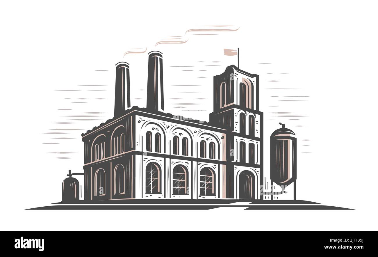 Conception du logo de construction industrielle. Emblème de la fabrication et de la production industrielle. Vecteur vintage Illustration de Vecteur