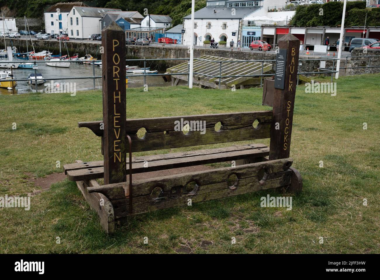 Stocks de bois à Porthleven, Cornouailles Banque D'Images