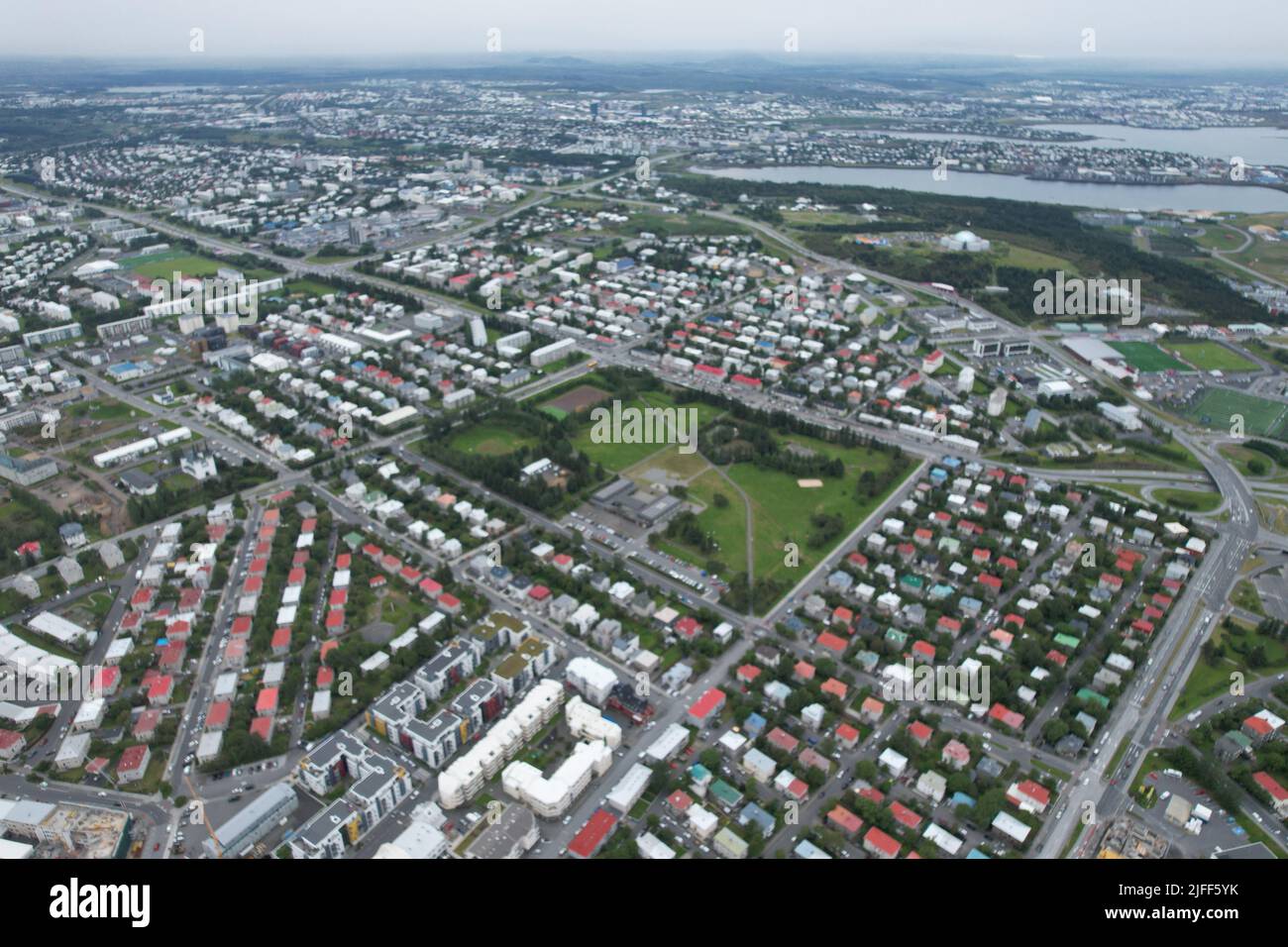 Reykjavik d'en haut. Vue de drone. Banque D'Images