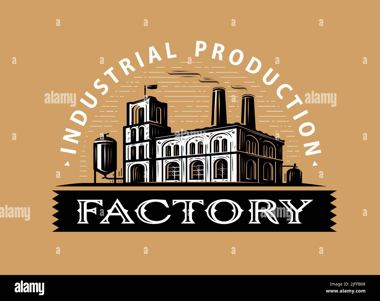 Modèle de conception du logo industriel de l'ancienne usine. Industrie, fabrication emblème vintage vecteur Illustration de Vecteur