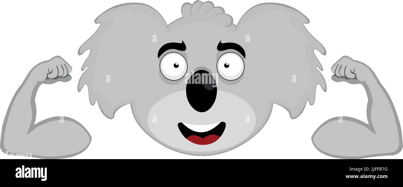 Illustration vectorielle du visage d'un dessin animé d'ours koala montrant les biceps Illustration de Vecteur