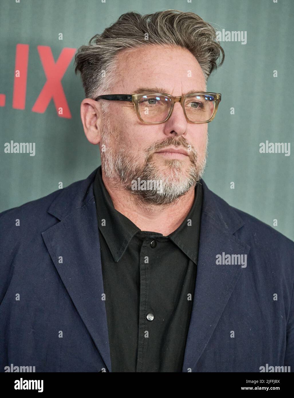 NEW YORK, NY, USA - 15 JUIN 2022 : Jeremy Hindle participe à la première de Netflix, 'Spiderhead', au Paris Theatre à New York. Banque D'Images