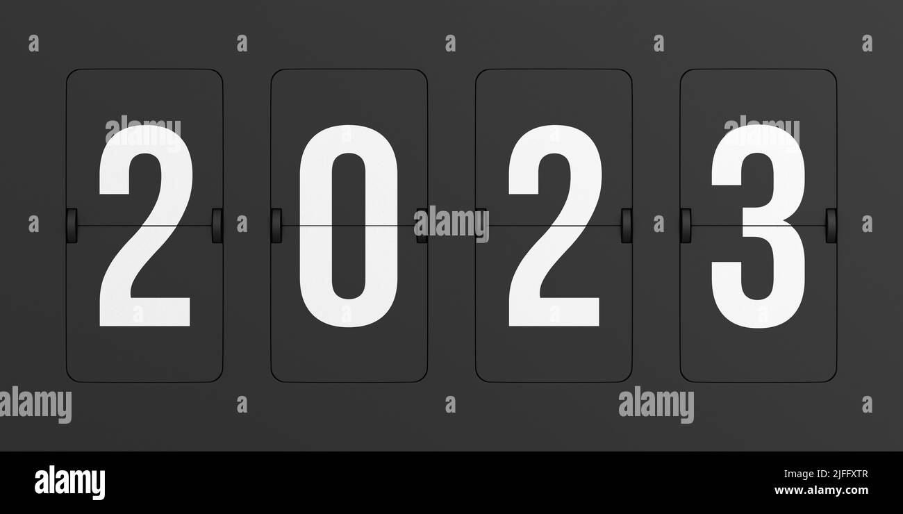 Tableau de bord noir 2023. 3D illustration Banque D'Images