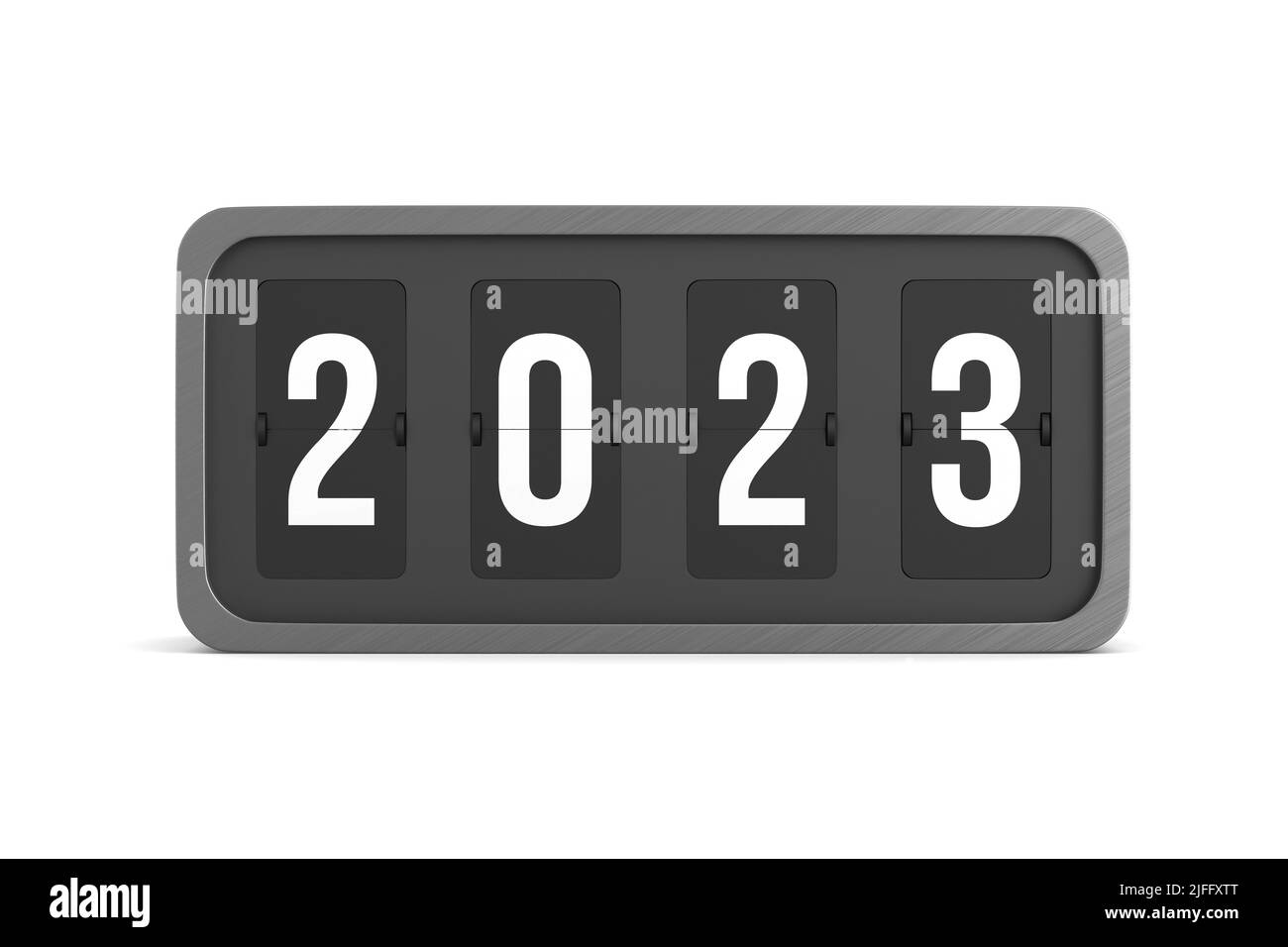 Retournez le tableau de bord noir 2023 sur fond blanc. Illustration isolée 3D Banque D'Images