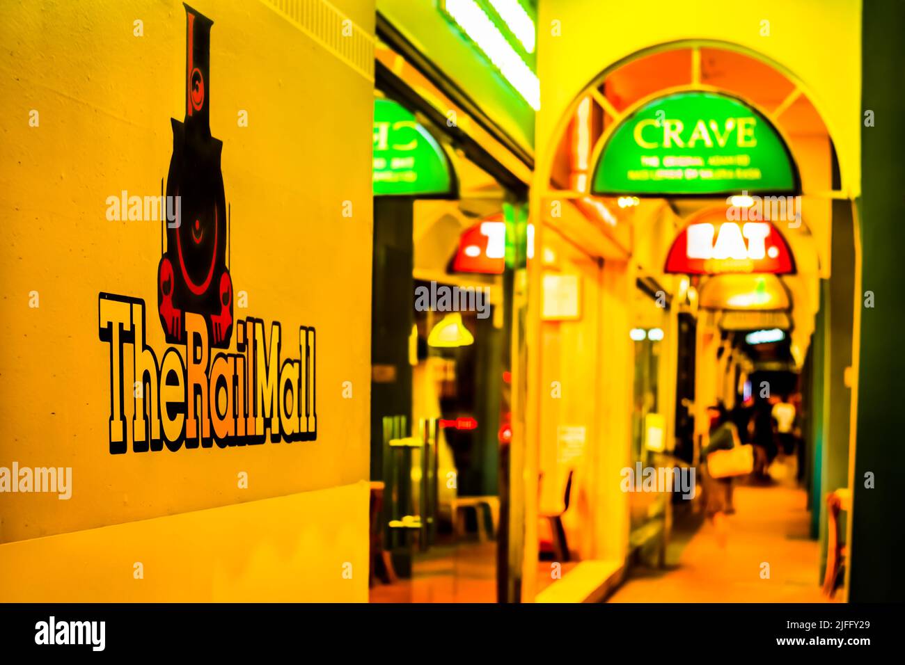 Le Rail Mall situé le long de Upper Bukit Timah Road est des rangées de magasins d'avant-guerre qui est maintenant converti en magasins de détail. Banque D'Images