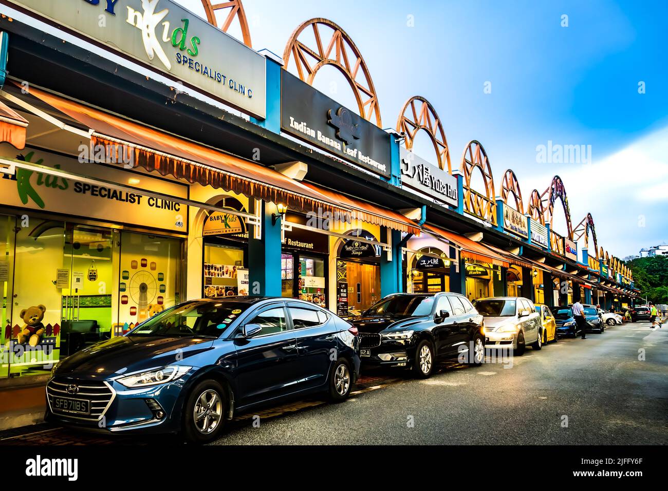 Le Rail Mall situé le long de Upper Bukit Timah Road est des rangées de magasins d'avant-guerre qui est maintenant converti en magasins de détail. Banque D'Images