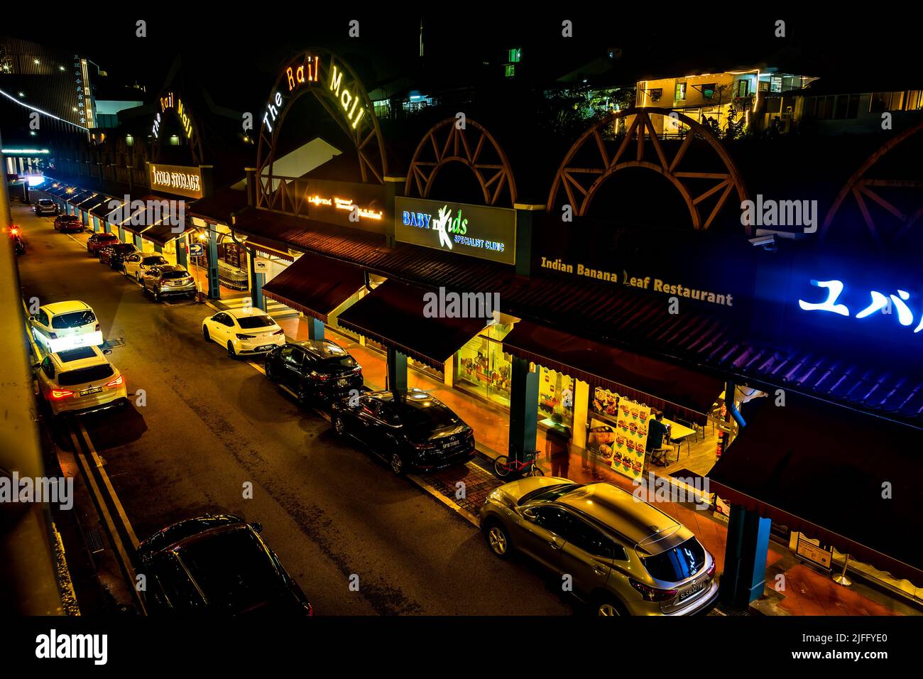 Le Rail Mall situé le long de Upper Bukit Timah Road est des rangées de magasins d'avant-guerre qui est maintenant converti en magasins de détail. Banque D'Images