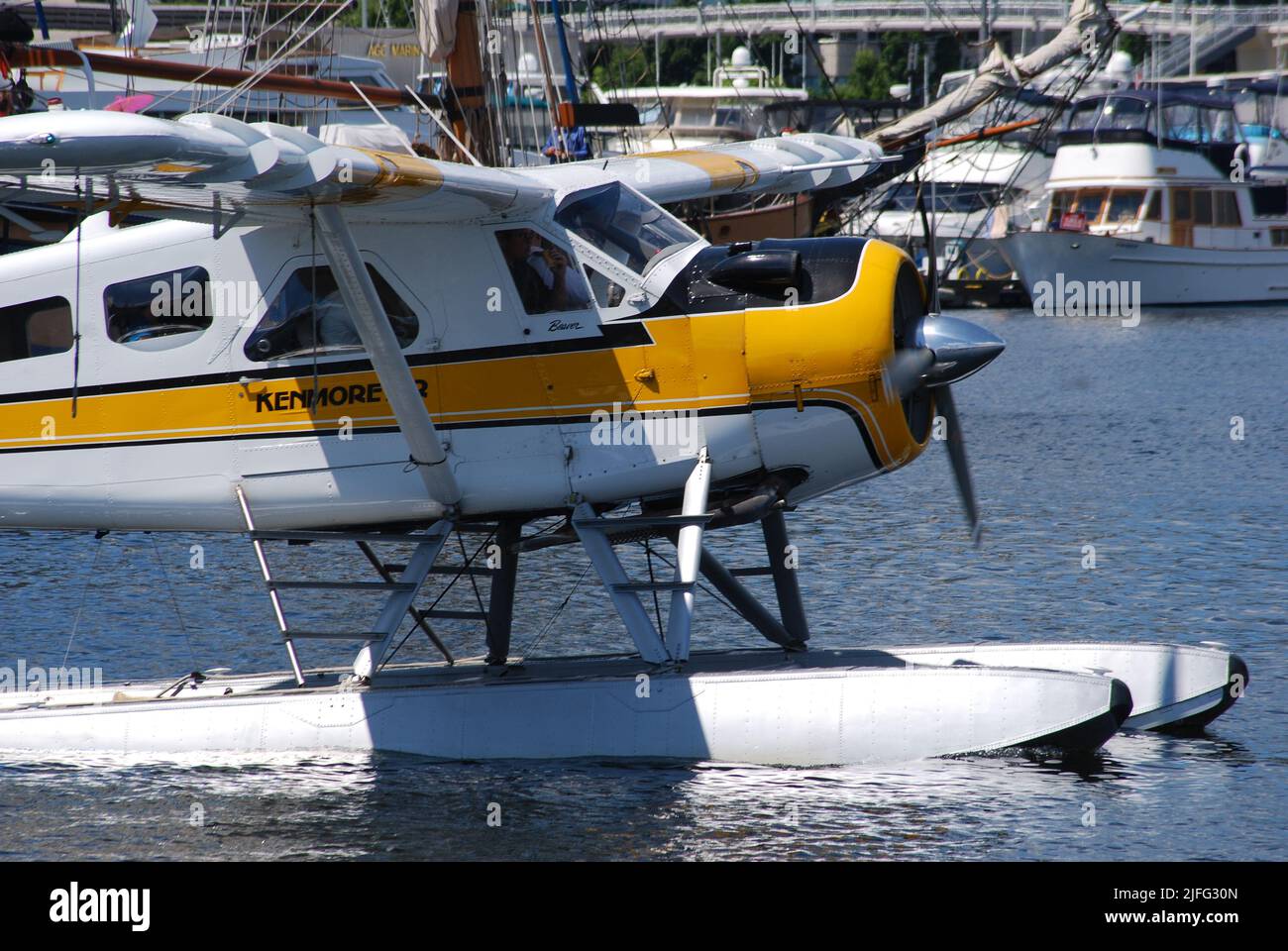 Hydravion flottant sur le lac Union à Seattle Banque D'Images