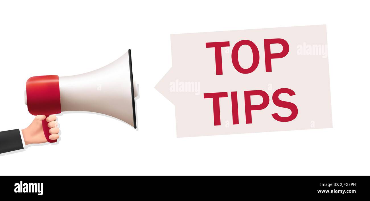 mains tient le mégaphone, les bouts supérieurs. Illustration de Vecteur