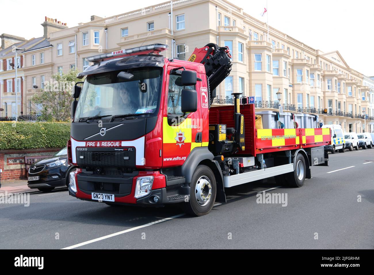 LE SERVICE D'INCENDIE ET DE SAUVETAGE D'EAST SUSSEX AU SALON DES SERVICES D'URGENCE D'EASTBOURNE 999 WEEK-END EN 2022 Banque D'Images