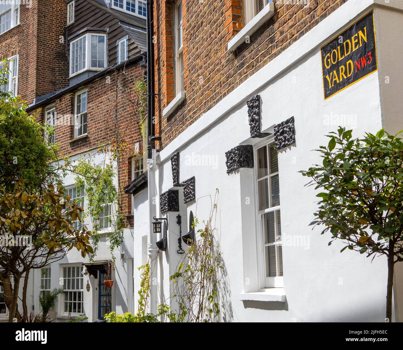 Le magnifique Golden Yard dans la région de Hampstead à Londres, Royaume-Uni. Banque D'Images