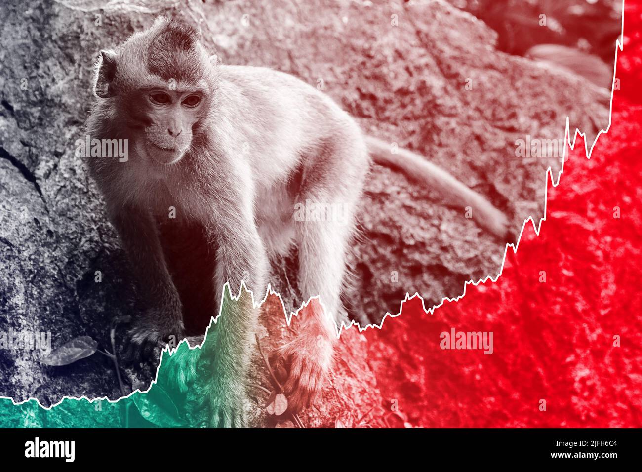 Contexte du singe et diagramme croissant des cas de virus de la variole du singe pendant l'épidémie Banque D'Images