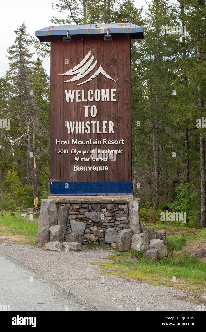 Bienvenue à Whistler, Whistler, Colombie-Britannique, Canada Banque D'Images