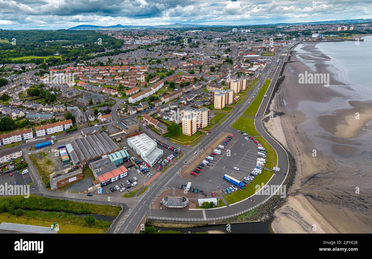 Vue aérienne depuis le drone de Kirkcaldy à Fife, en Écosse, au Royaume-Uni Banque D'Images